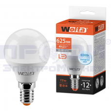 Светодиодная лампа WOLTA шар 25W45GL7.5E14 7,5Вт 6500К Е14