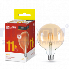 Лампа светодиодная LED-GL-125-deko gold 11Вт 230В Е27 3000К 1160Лм золотистая
