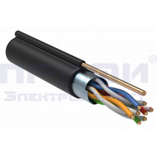 ITK Кабель витая пара F/UTP, кат.5E 4х2х24AWG, LDPE, с металл. тросом 1,2мм, 305м,чёрн.LC3-C5E04-359