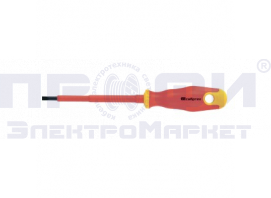 Отвертка диэлектрическая SL4*100mm, CrV, до 1000В, двухкомпонентная рукоятка СИБРТЕХ (12932)