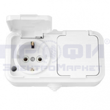Розетка двойная РА16-303 с/з  IP54 (Пралеска Аква)