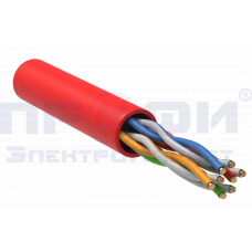 ITK Кабель витая пара U/UTP, кат.5E 4x2х24AWG solid, LSZH, 305м,красный LC1-C5E04-124